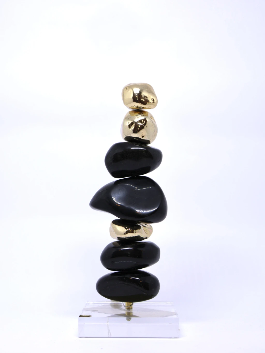 Escultura com Pedra Obsidiana Negra