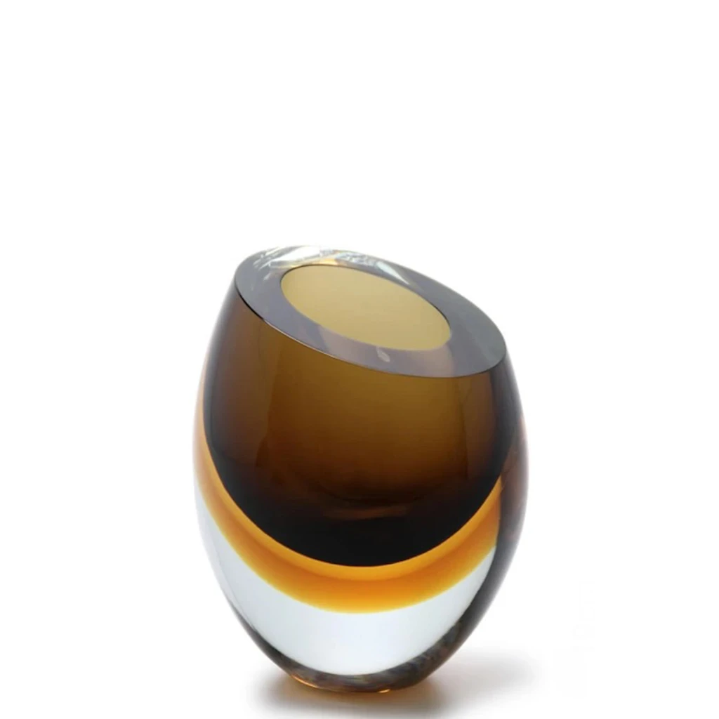 Vaso Gota Bicolor Diagonal Fumê com Âmbar