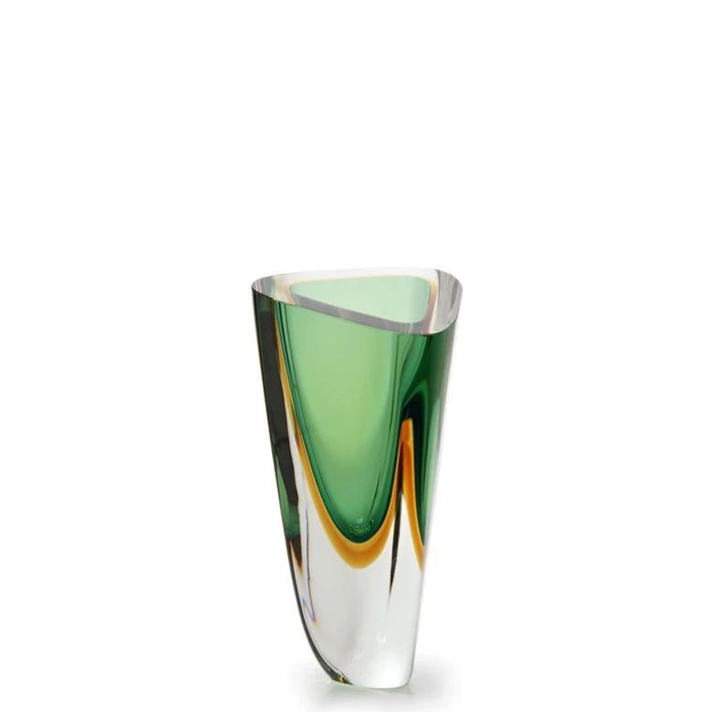 Vaso Triangular nº 3 Bicolor Verde com Âmbar