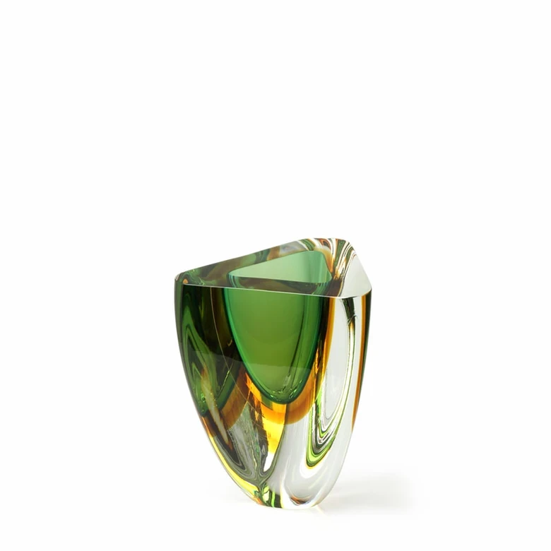 Vaso Triangular nº 4 Bicolor Verde com Âmbar