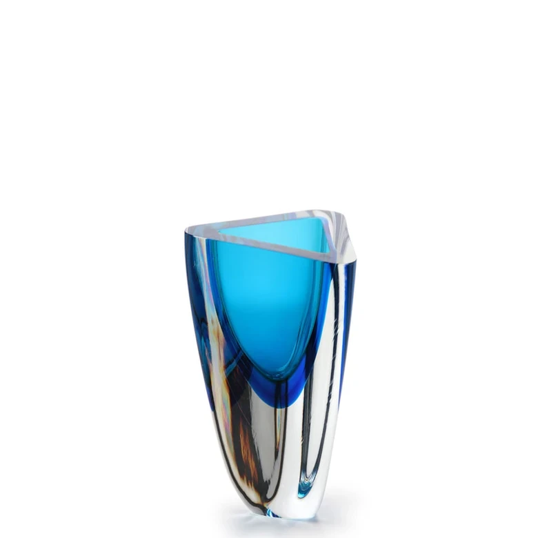 Vaso Triangular nº 3 Bicolor Verde com Água-marinha