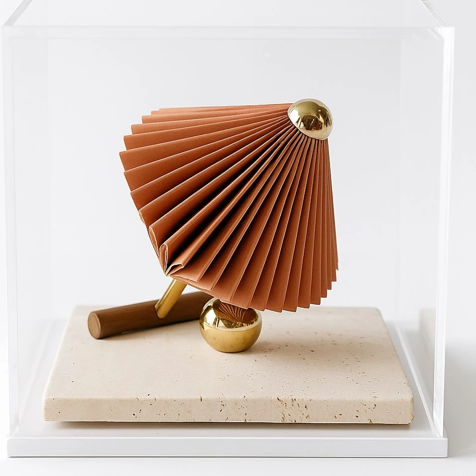 Escultura de papel Balão Travertino e Ocre