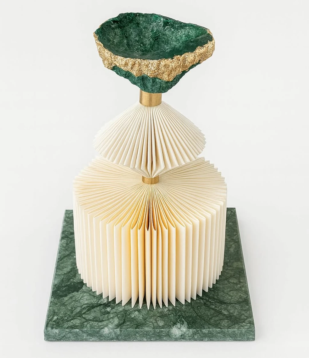 Escultura em Papel com Pedra Natural e Base Guatemala