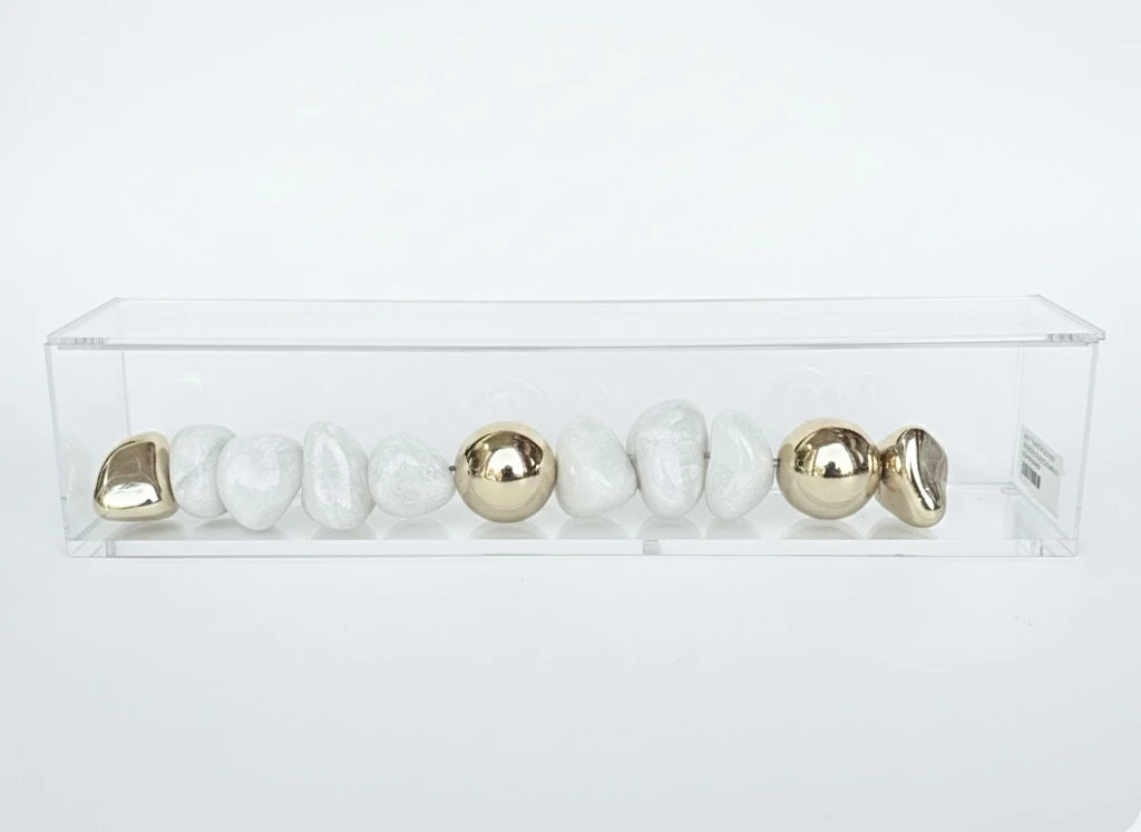 Caixa de Acrílico com Pedra Quartzo Branco 