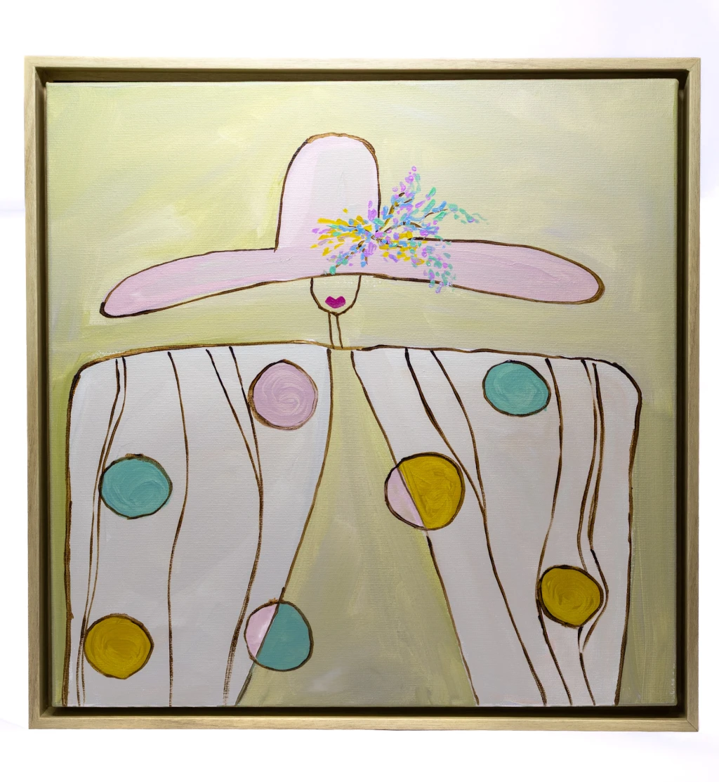 Série Mulheres 2  - Chapéu Rosa fundo amarelo