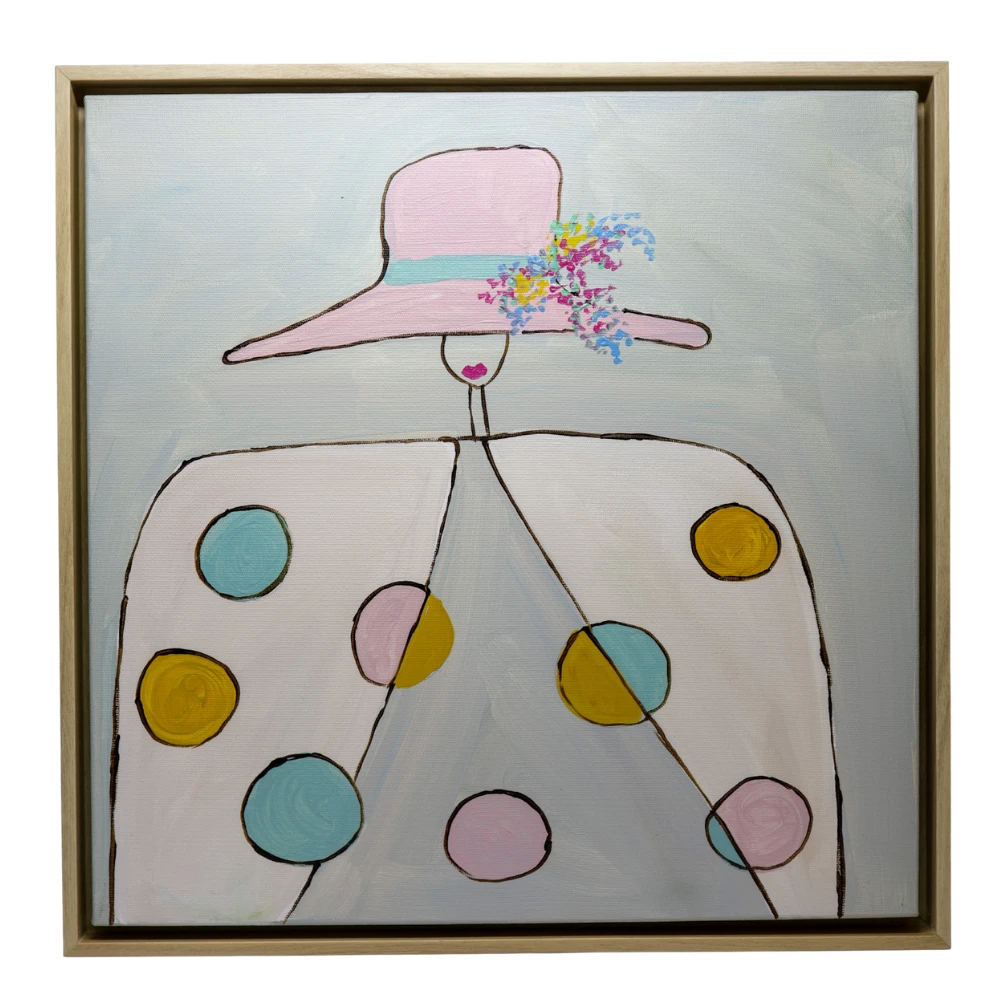 Série Mulheres 9 - Chapéu rosa fundo verde