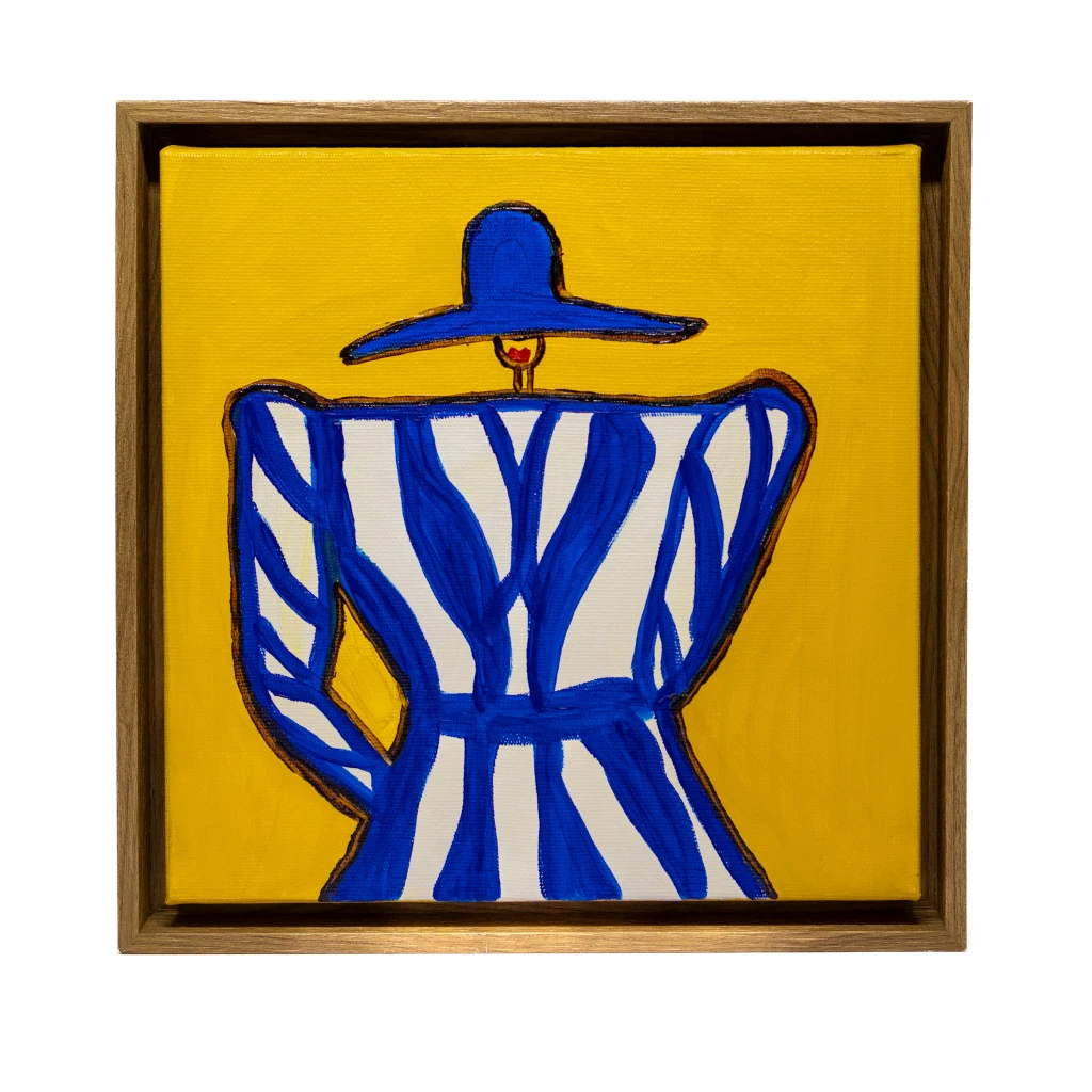 Série Mulheres 12 - Chapéu azul fundo amarelo