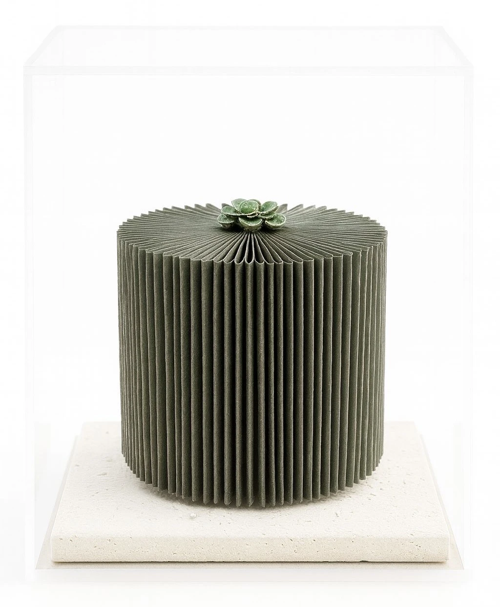 Escultura Flor verde traventino