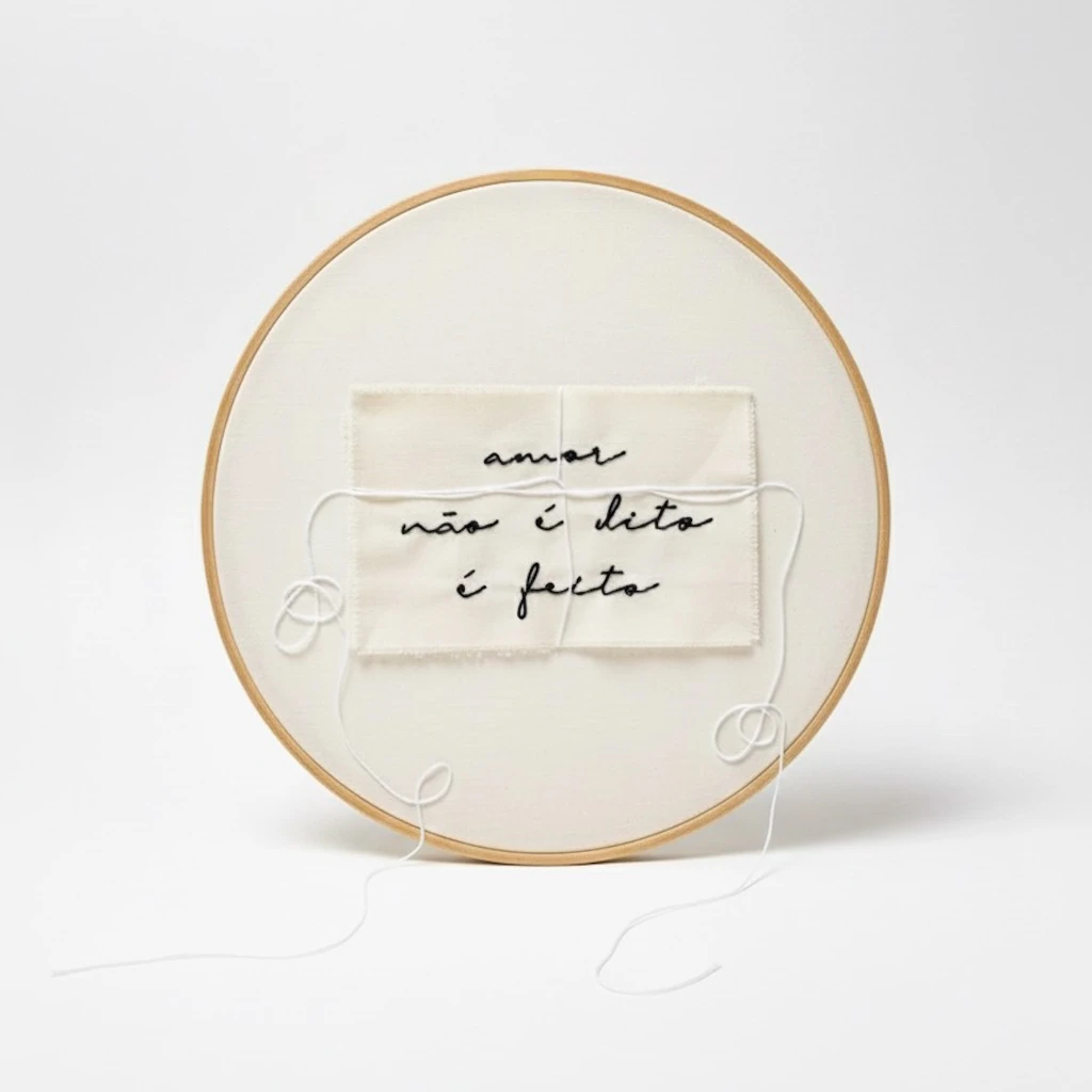 Quadro de pano: Amor não é dito, é feito.