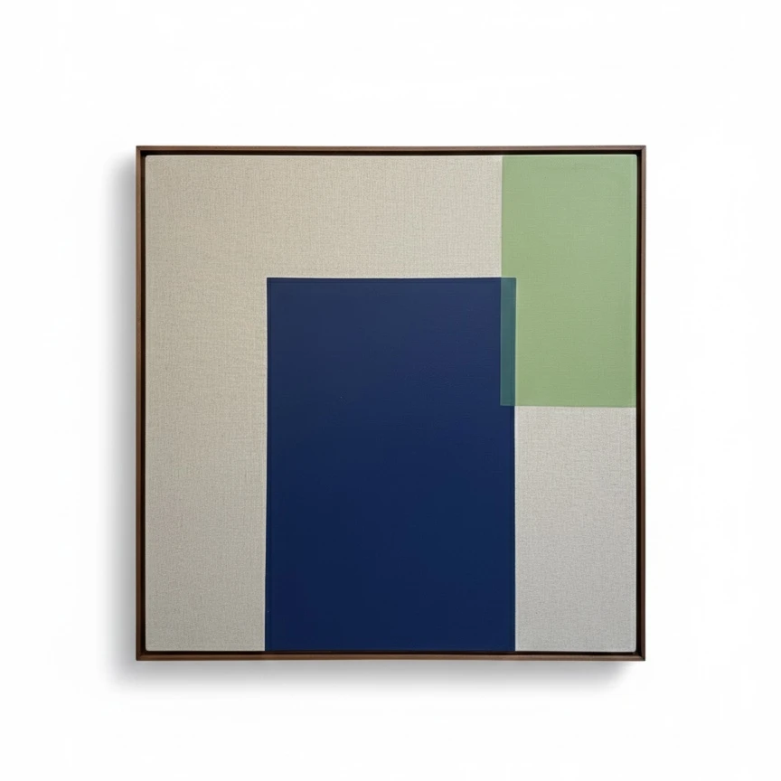 Quadro Azul com Verde em linho