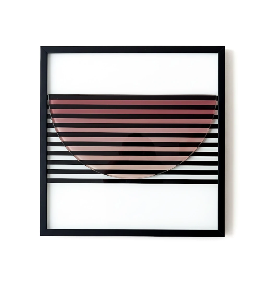 Quadro listrado vidro rosa