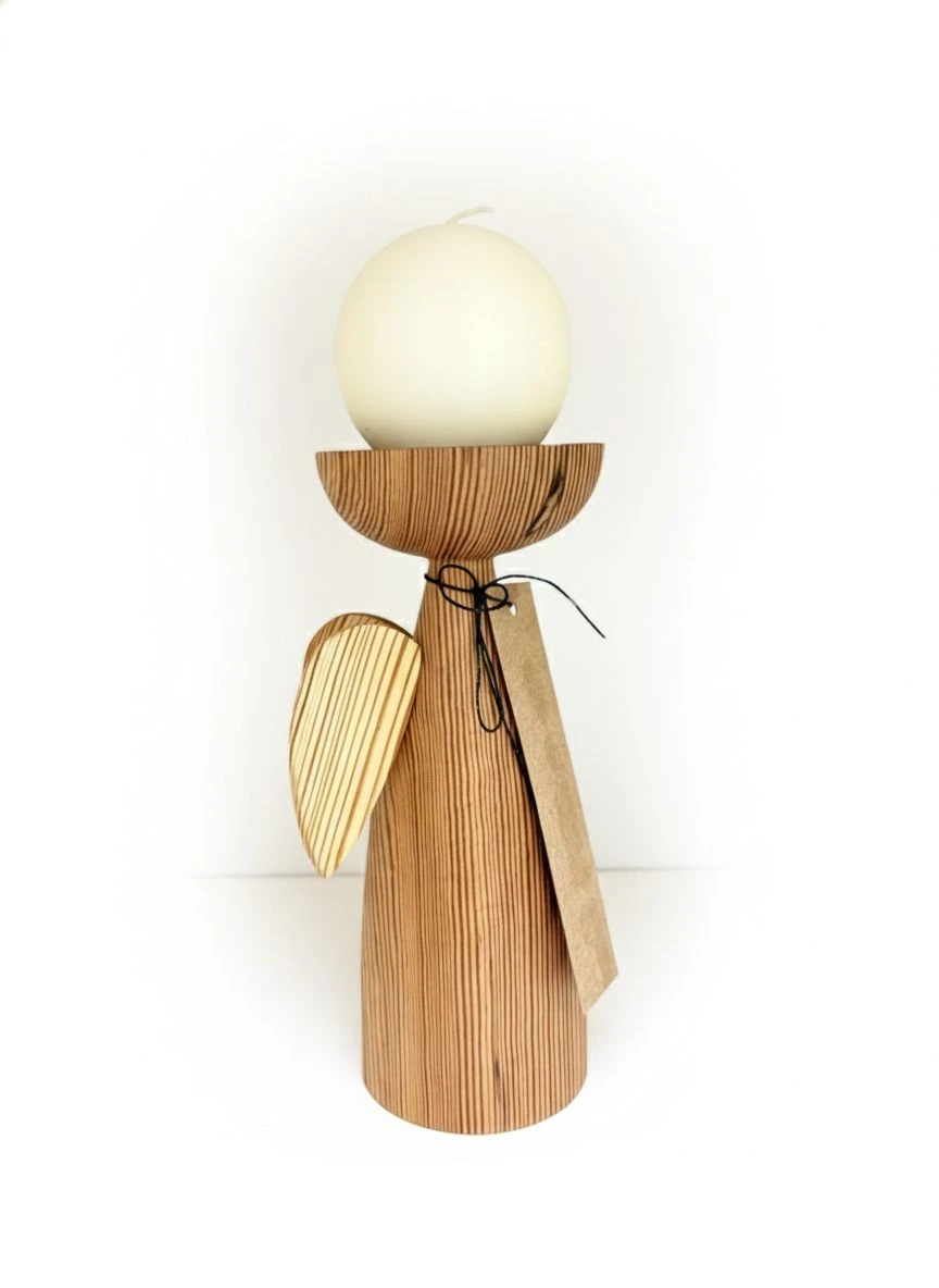 Castiçal anjo Pinho-de-Riga