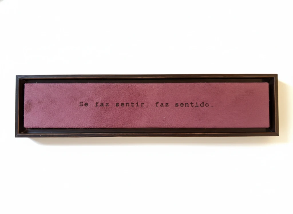 Régua em madeira e camurça: Se faz sentir, faz sentido