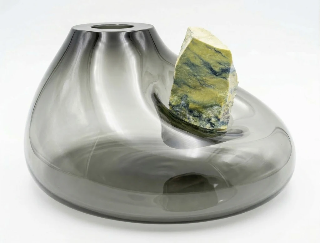 Vaso Stone Edge Horizontal verde