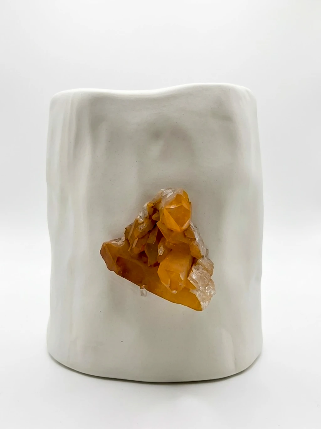 Vaso pedras brasileiras Quartzo Tangerina PP