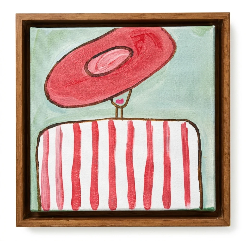 Séria mulheres: Chapéu vermelho, fundo verde