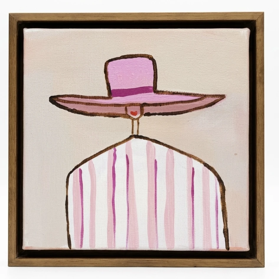 Séria mulheres: Chapéu rosa, fundo rosa