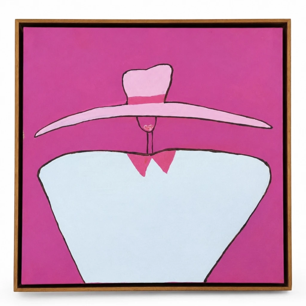 Séria mulheres: chapéu rosa, fundo rosa