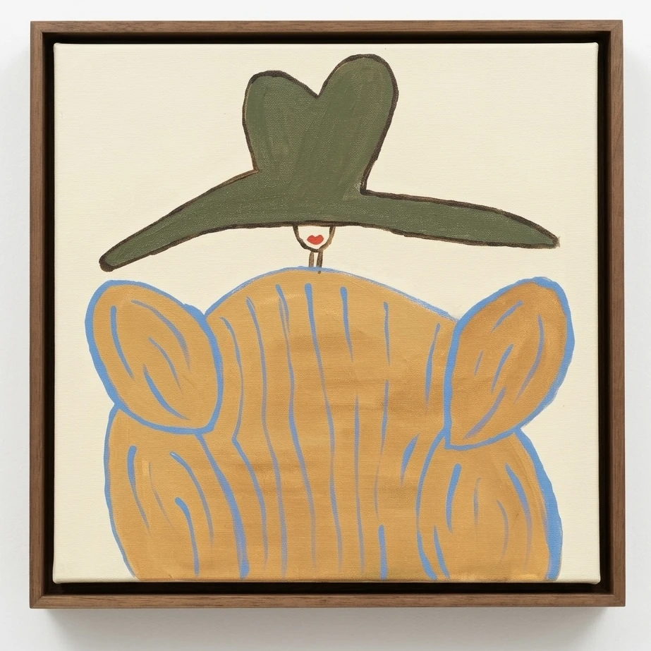 Séria mulheres: chapéu verde, fundo amarelo