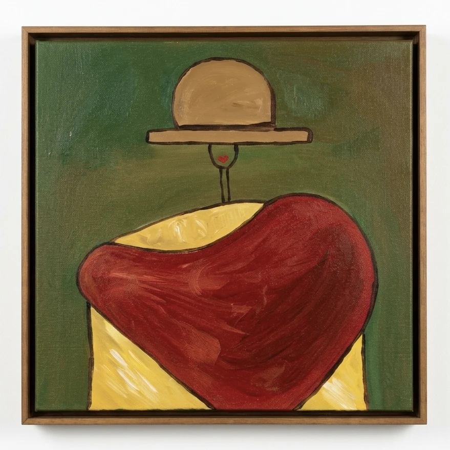 Séria mulheres: chapéu dourado, fundo verde