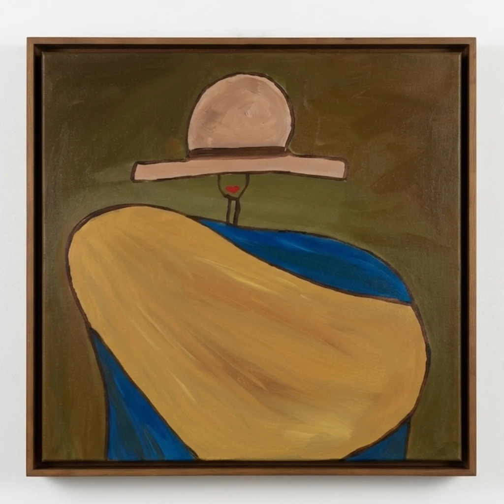 Séria mulheres: chapéu bége, fundo marrom