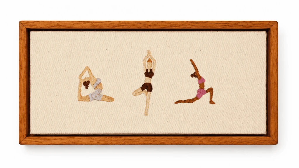 Mini quadro yoga bordado