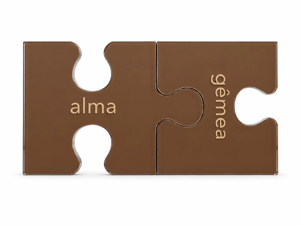 Puzzle encaixe bronze: Alma + gêmea
