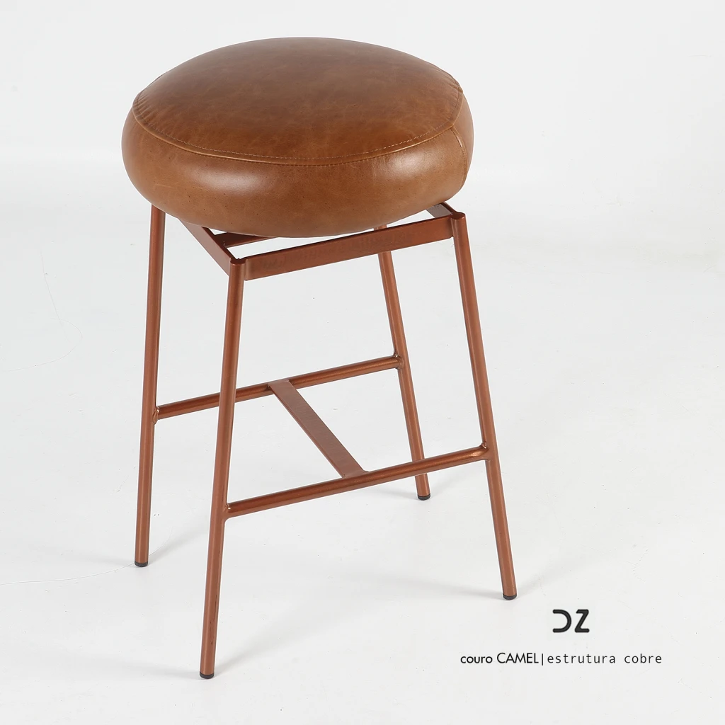Banqueta Macaron 60cm | Couro legítimo