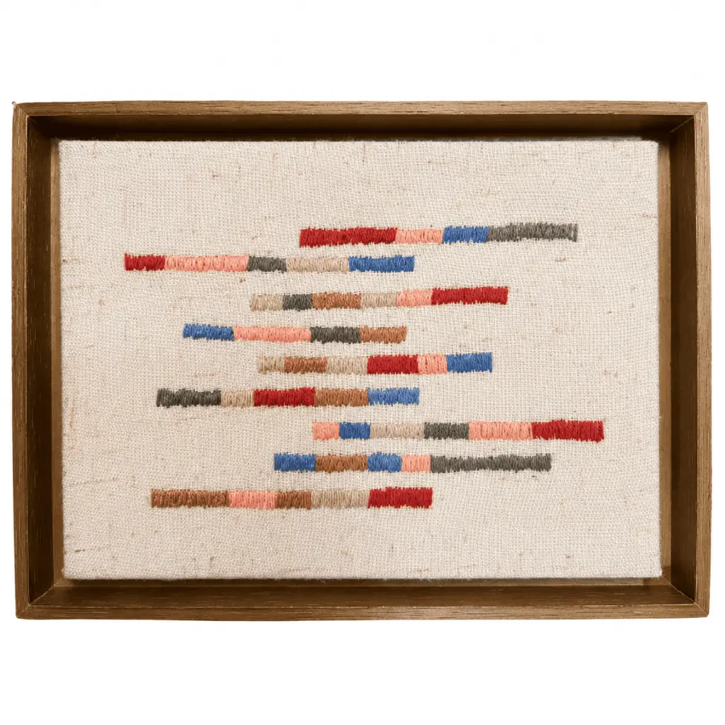 Quadro Bordado com Traços Coloridos