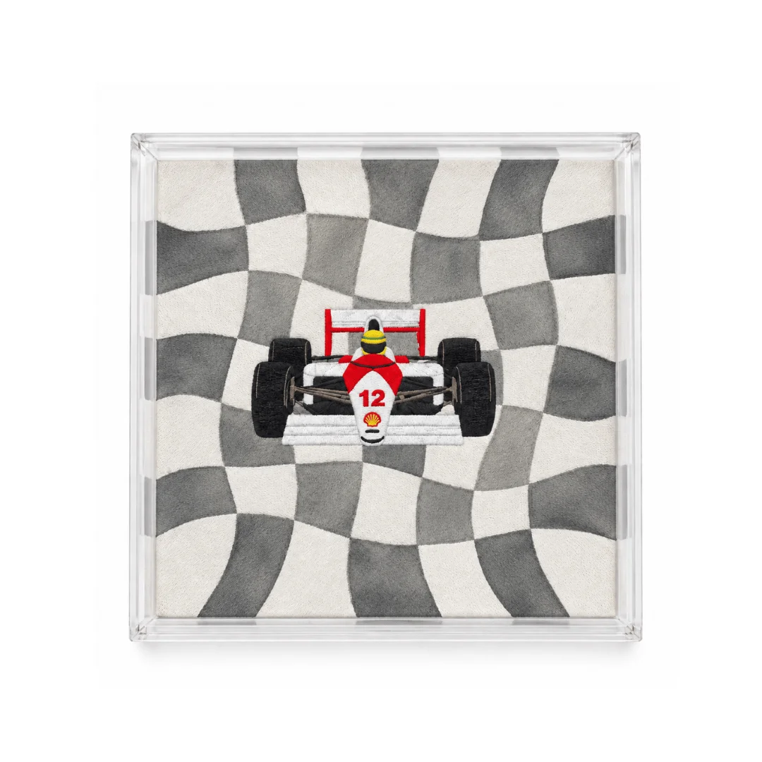 Quadro Automobilismo: Ayrton Senna (Bordado e Aquarela)